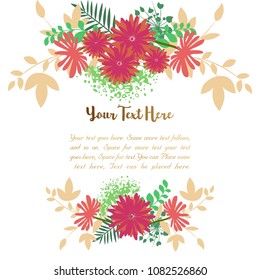 Elegant invitation card with beautiful flowers and leaf for summer and spring time, background, Vector illustration.with text