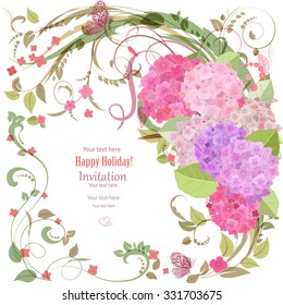 elegant invitation card with beautiful flowers for your design