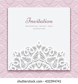 elegant invitation card with cutout paper lace decoration eps10 vector illustration - Invitation Card elegant invitation card with cutout paper lace decoration eps10 vector illustration - Invitation Card