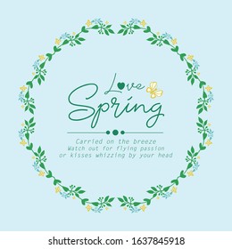 Elegant invitation card design for Love Spring, with leaf and flower frame. Vector