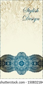 Elegant Invitation card, lace background, Vintage border