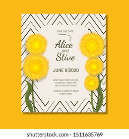 Elegant invitation card template design with flowers.