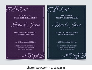 Elegant invitation card vector design vintage style