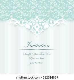 Elegant invitation. Decorative vintage frame. Beautiful floral greeting card. Vector damask illustration.
