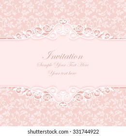 Elegant invitation. Decorative vintage frame. Beautiful floral greeting card. Vector damask illustration.