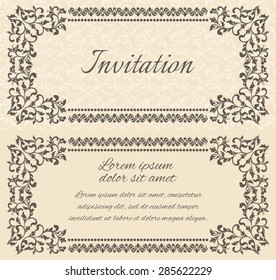 Elegant invitation layout with vintage frames. There is a place for text