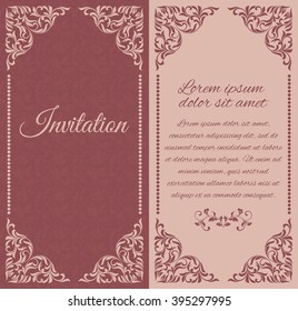 Elegant invitation layout with vintage frames. There is a place for text