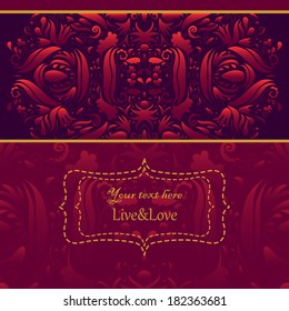 Elegant invitation or menu template with hand-drawn floral elements