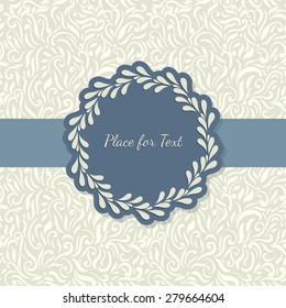 Elegant Invitation with round frame, beige-blue style