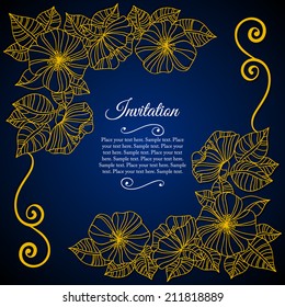 Elegant invitation royal card with floral lace quiling frame