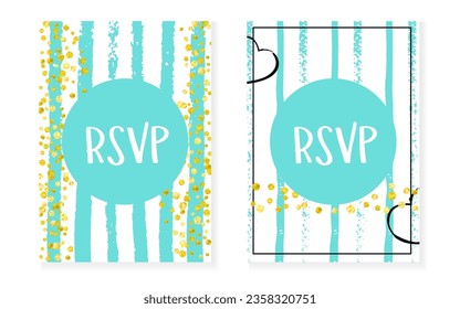 Elegant Invitation. Stylish Particles. Mint Concept. Turquoise Gatsby Art. Celebration Wallpaper Set. White Splatter Illustration. Stripe Romantic Invite. Golden Elegant Invitation