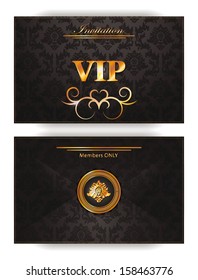 Elegant invitation VIP envelope with gold design elements 