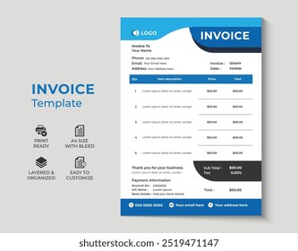 Elegant invoice template design for your business