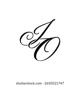 Elegante E/S Monograma em preto Script - Caligrafia elegante logotipo inicial no fundo branco