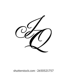 Elegant IQ Monogram in Black Script – Stylish Calligraphy Initial Logo on White Background