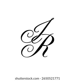 Elegante IR Monograma em preto Script - Caligrafia elegante logotipo inicial no fundo branco