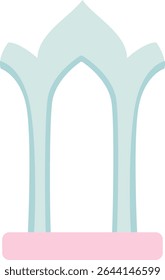 Elegant Islamic arched window with soft pastel colors, perfect for mosque architecture elements, traditional culture design, holy place decoration, and spiritual illustration.