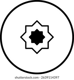 Elegant Islamic Art: A Geometric Star Symbol in a Circular Frame Design