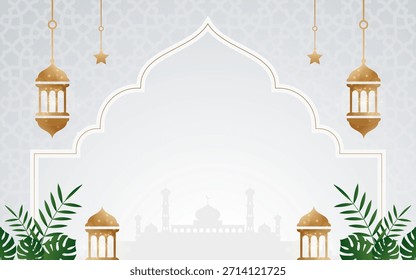 Eleganter islamischer Hintergrund für Ramadan und Id mit luxuriöser Golddekoration