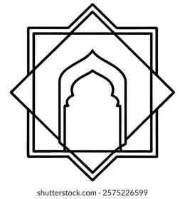 Elegant Islamic door and window silhouettes featuring traditional geometric arches and intricate designs, perfect for architectural illustrations, cultural artwork, and decorative projects.

