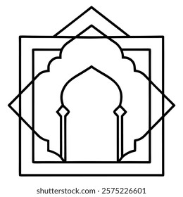 Elegant Islamic door and window silhouettes featuring traditional geometric arches and intricate designs, perfect for architectural illustrations, cultural artwork, and decorative projects.

