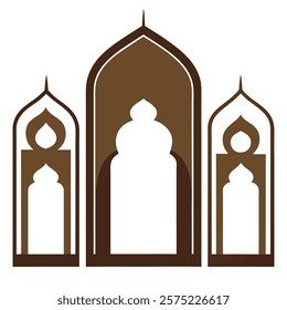 Elegant Islamic door and window silhouettes featuring traditional geometric arches and intricate designs, perfect for architectural illustrations, cultural artwork, and decorative projects.

