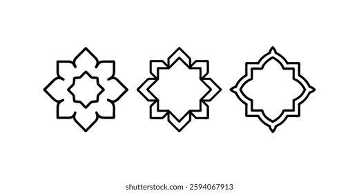 Elegant Islamic Geometric Design Elements. geometric icon symbol set for pattern, logo, decoration vector outline style. Suitable for Islamic Theme and Other Graphic Related Assets.