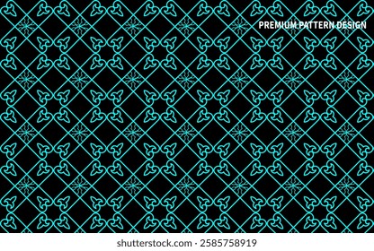 Elegant Islamic Geometric Pattern in Blue and Black – Premium Digital Design with Vector.