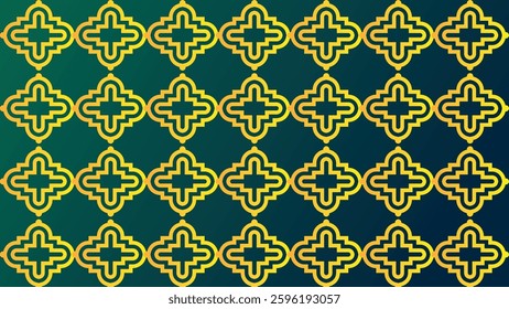 Elegant Islamic Geometric Pattern with Gold and Green Accents