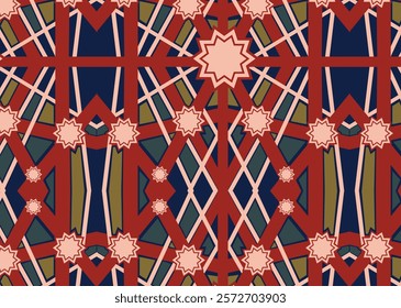 Elegant Islamic geometric seamless pattern featuring intricate symmetrical designs, perfect for backgrounds, textiles, decor, and branding with a timeless cultural essence.