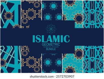 Elegant Islamic geometric seamless pattern featuring intricate symmetrical designs, perfect for backgrounds, textiles, decor, and branding with a timeless cultural essence.