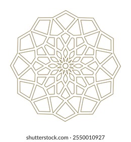 Elegant Islamic Ornament Gold Line Designs for Modern Decor. Traditional Islamic Ornament Art for Architecture and Interiors. 