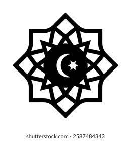Elegant Islamic ornament vector design featuring a beautifully detailed mosque with intricate Arabic patterns. Perfect for Ramadan, Eid, Islamic events, and decorative projects.