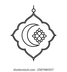 Elegant Islamic ornament vector design featuring a beautifully detailed mosque with intricate Arabic patterns. Perfect for Ramadan, Eid, Islamic events, and decorative projects.