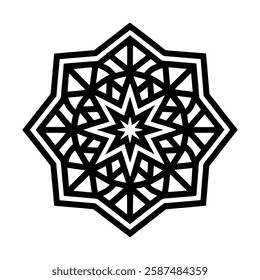 Elegant Islamic ornament vector design featuring a beautifully detailed mosque with intricate Arabic patterns. Perfect for Ramadan, Eid, Islamic events, and decorative projects.
