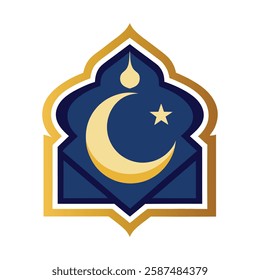 Elegant Islamic ornament vector design featuring a beautifully detailed mosque with intricate Arabic patterns. Perfect for Ramadan, Eid, Islamic events, and decorative projects.