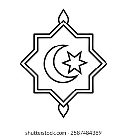 Elegant Islamic ornament vector design featuring a beautifully detailed mosque with intricate Arabic patterns. Perfect for Ramadan, Eid, Islamic events, and decorative projects.