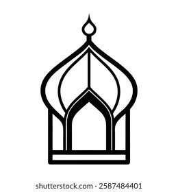Elegant Islamic ornament vector design featuring a beautifully detailed mosque with intricate Arabic patterns. Perfect for Ramadan, Eid, Islamic events, and decorative projects.