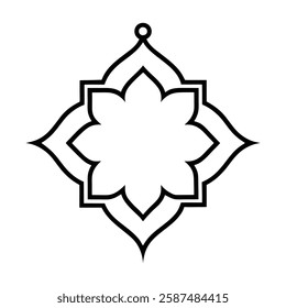 Elegant Islamic ornament vector design featuring a beautifully detailed mosque with intricate Arabic patterns. Perfect for Ramadan, Eid, Islamic events, and decorative projects.