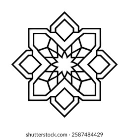 Elegant Islamic ornament vector design featuring a beautifully detailed mosque with intricate Arabic patterns. Perfect for Ramadan, Eid, Islamic events, and decorative projects.