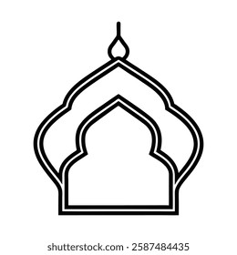 Elegant Islamic ornament vector design featuring a beautifully detailed mosque with intricate Arabic patterns. Perfect for Ramadan, Eid, Islamic events, and decorative projects.