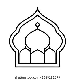 Elegant Islamic ornament vector design featuring a beautifully detailed mosque with intricate Arabic patterns. Perfect for Ramadan, Eid, Islamic events, and decorative projects.