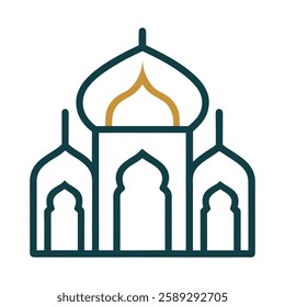 Elegant Islamic ornament vector design featuring a beautifully detailed mosque with intricate Arabic patterns. Perfect for Ramadan, Eid, Islamic events, and decorative projects.