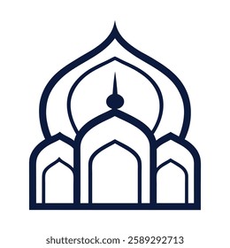 Elegant Islamic ornament vector design featuring a beautifully detailed mosque with intricate Arabic patterns. Perfect for Ramadan, Eid, Islamic events, and decorative projects.