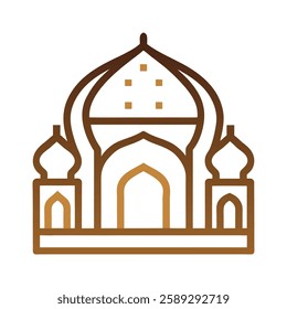 Elegant Islamic ornament vector design featuring a beautifully detailed mosque with intricate Arabic patterns. Perfect for Ramadan, Eid, Islamic events, and decorative projects.