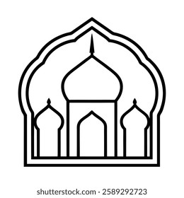 Elegant Islamic ornament vector design featuring a beautifully detailed mosque with intricate Arabic patterns. Perfect for Ramadan, Eid, Islamic events, and decorative projects.