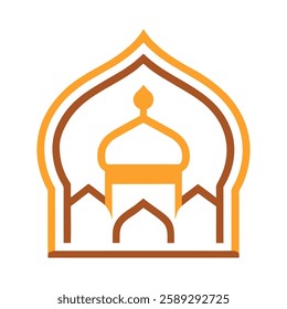 Elegant Islamic ornament vector design featuring a beautifully detailed mosque with intricate Arabic patterns. Perfect for Ramadan, Eid, Islamic events, and decorative projects.