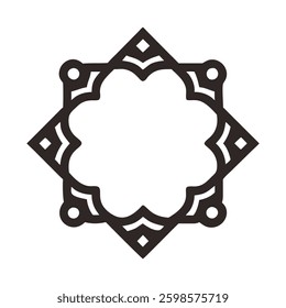 Elegant Islamic ornament vector design featuring a beautifully detailed mosque with intricate Arabic patterns. Perfect for Ramadan, Eid, Islamic events, and decorative projects.