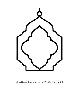 Elegant Islamic ornament vector design featuring a beautifully detailed mosque with intricate Arabic patterns. Perfect for Ramadan, Eid, Islamic events, and decorative projects.