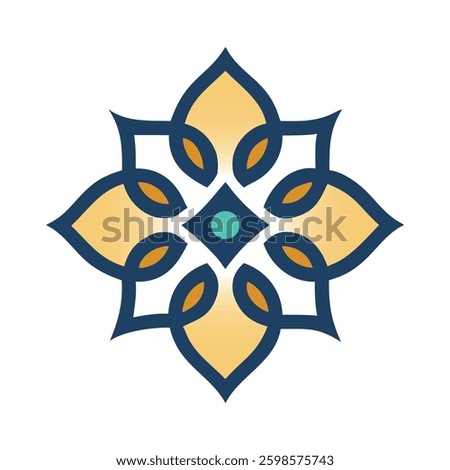 Elegant Islamic ornament vector design featuring a beautifully detailed mosque with intricate Arabic patterns. Perfect for Ramadan, Eid, Islamic events, and decorative projects.